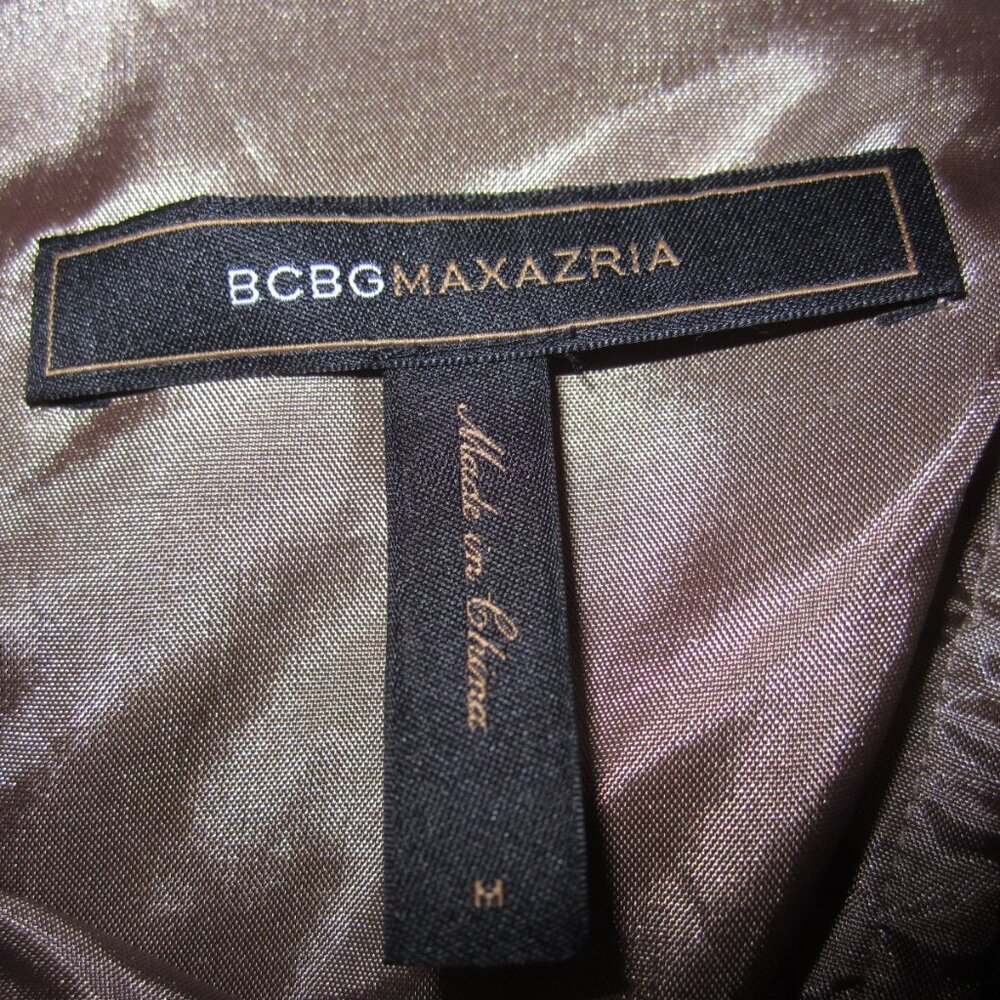BCBG Max Azria Pink Brown Silk Top Self Sash Exposed Back Zip $188 M